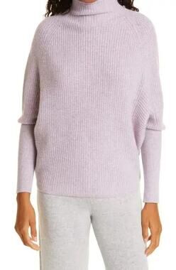 Club Monaco Emma 100% Cashmere Mock Neck Pink Dolman Sleeve Knit Sweater L
